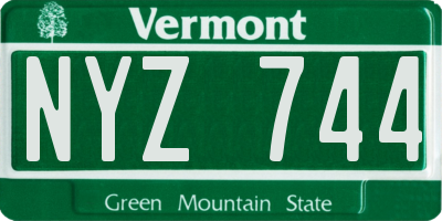 VT license plate NYZ744