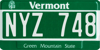 VT license plate NYZ748