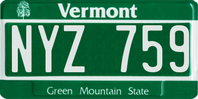 VT license plate NYZ759