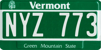 VT license plate NYZ773