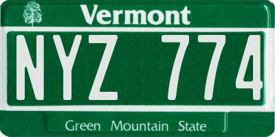 VT license plate NYZ774