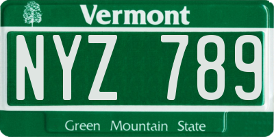 VT license plate NYZ789