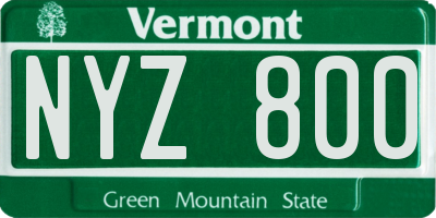 VT license plate NYZ800