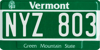 VT license plate NYZ803
