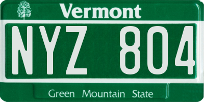 VT license plate NYZ804