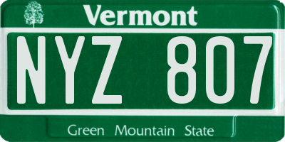 VT license plate NYZ807