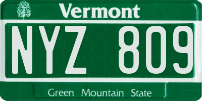VT license plate NYZ809