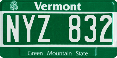 VT license plate NYZ832