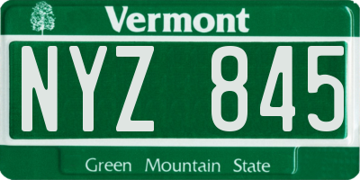 VT license plate NYZ845