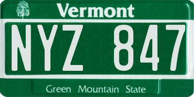 VT license plate NYZ847