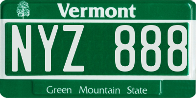 VT license plate NYZ888