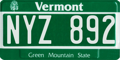 VT license plate NYZ892
