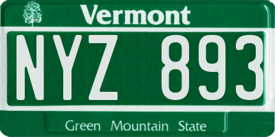 VT license plate NYZ893
