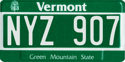 VT license plate NYZ907