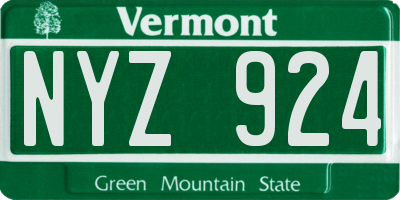 VT license plate NYZ924