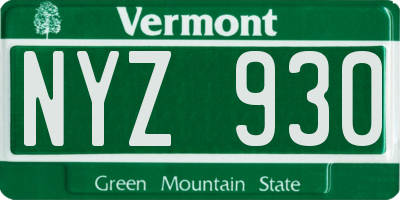 VT license plate NYZ930
