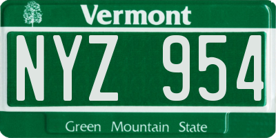 VT license plate NYZ954