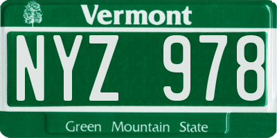 VT license plate NYZ978