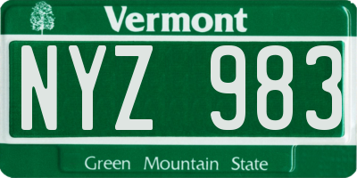 VT license plate NYZ983