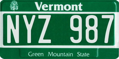 VT license plate NYZ987