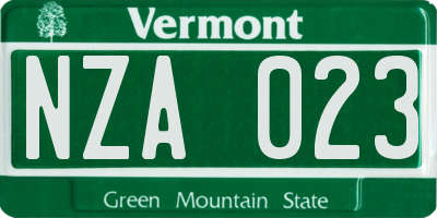 VT license plate NZA023