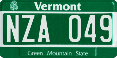 VT license plate NZA049