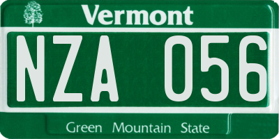 VT license plate NZA056