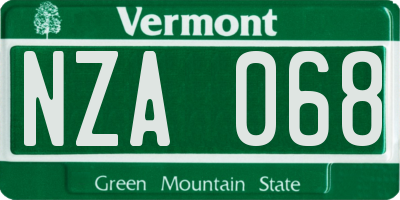 VT license plate NZA068
