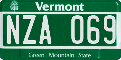 VT license plate NZA069