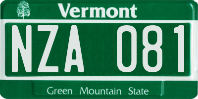 VT license plate NZA081