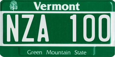 VT license plate NZA100