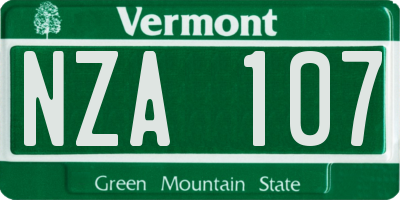 VT license plate NZA107