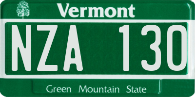 VT license plate NZA130