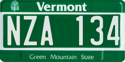 VT license plate NZA134