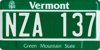 VT license plate NZA137
