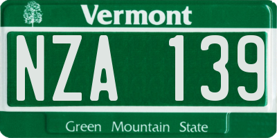 VT license plate NZA139