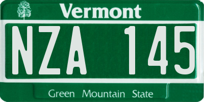 VT license plate NZA145