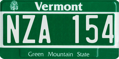 VT license plate NZA154