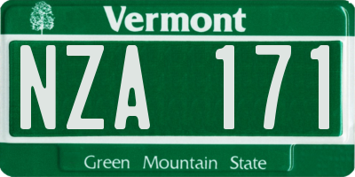 VT license plate NZA171