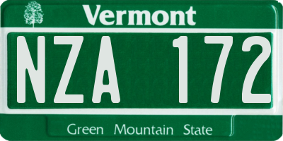 VT license plate NZA172