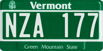 VT license plate NZA177
