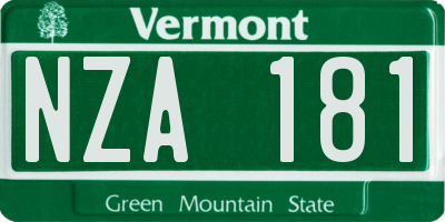 VT license plate NZA181