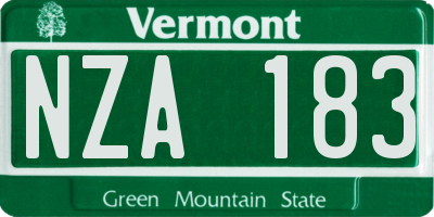 VT license plate NZA183
