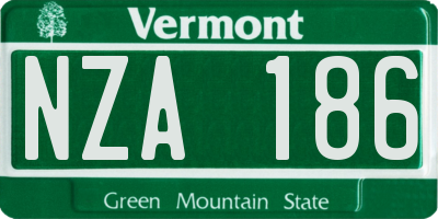 VT license plate NZA186