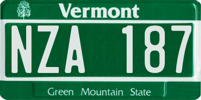 VT license plate NZA187