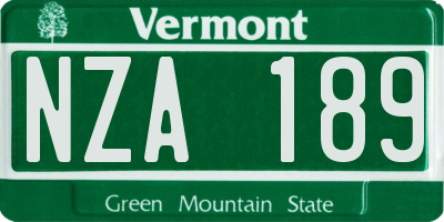 VT license plate NZA189