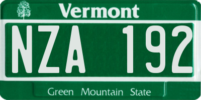 VT license plate NZA192