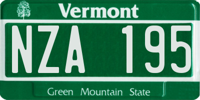 VT license plate NZA195
