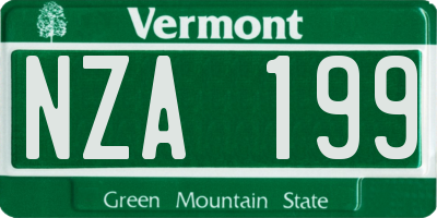 VT license plate NZA199