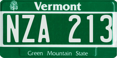 VT license plate NZA213